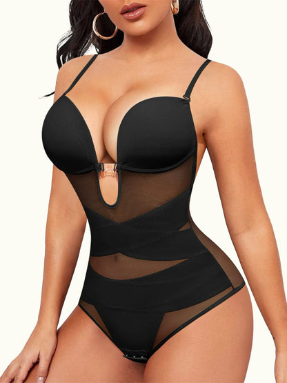 Perfect Shape V-neck Mesh Bodysuit