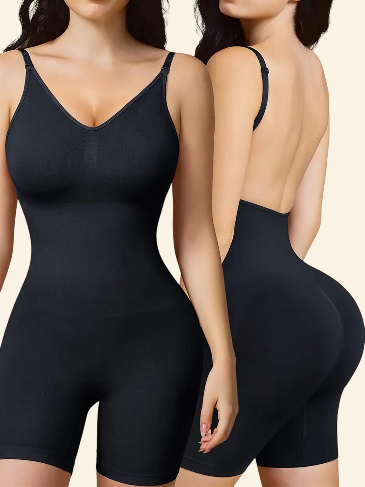 Elastic Mid-Thigh Braless Bodysuit